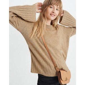 Madewell Ayres Wool/Alpaca Knit Oatmeal Tan Wide Sleeve Crew Neck Sweater - XXS